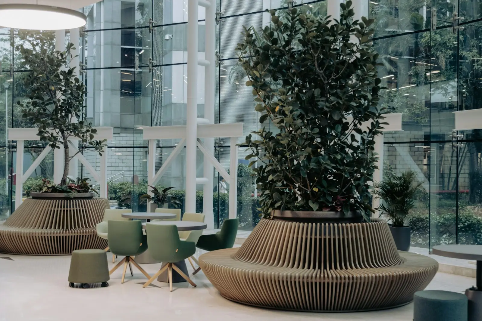 Commercial building lobby supporting day-to-day operations